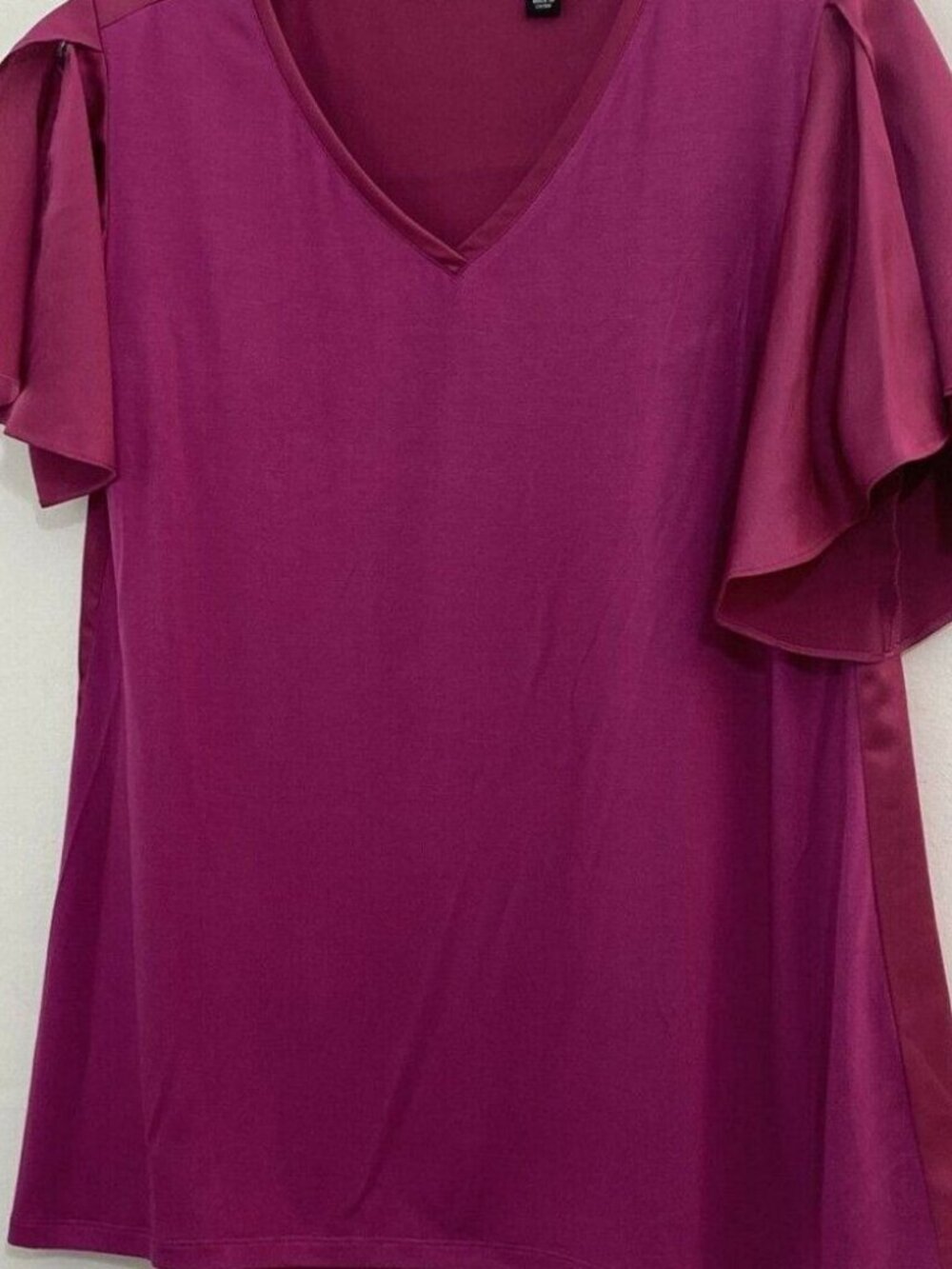 H by Halston Women's Top Size XS V-Neck Mixed Media Flutter Sleeve Pink